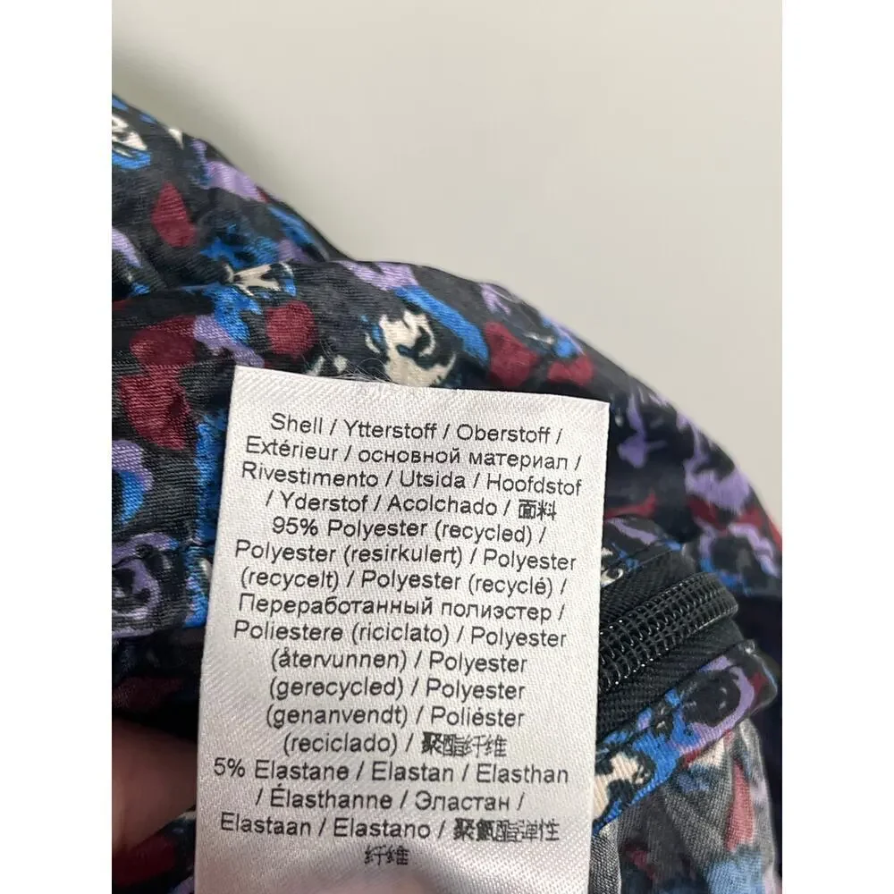 Ganni Floral Print Crinkled Stretch Satin Pencil Midi Skirt Black/Purple/Blue 40 - Picture 6 of 11